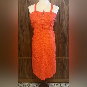 Vintage Landlubber Orange Floral Boho Corse In Front Strap Dress Sz 5